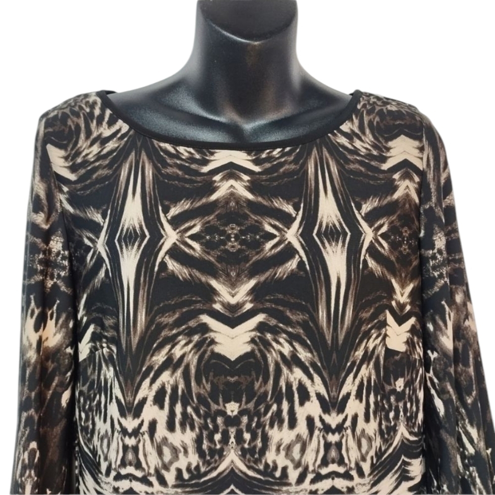 R&M Richards Black Brown White Fringe Dress Size 10 NWT - Picture 4 of 9